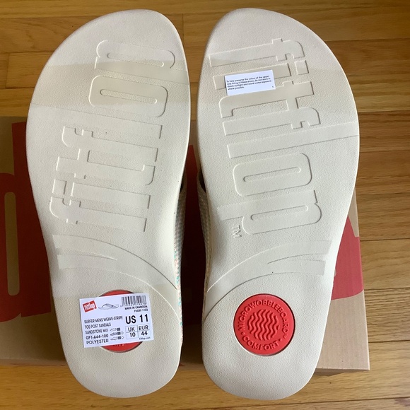 Fitflop Surfer Weave Striped Men’s Toe-Post Sandal Sandstone - Picture 13 of 16